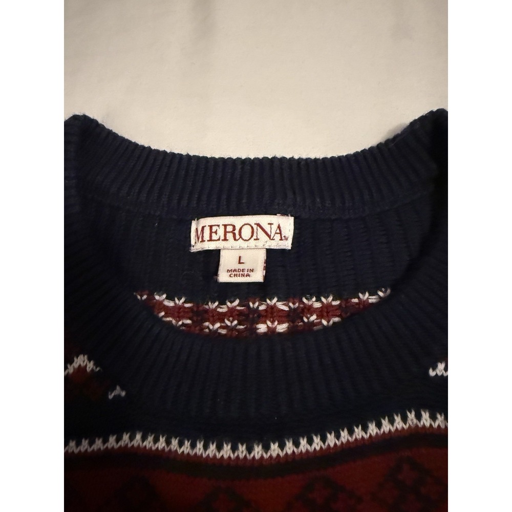 Vintage Merona Sweater L Navy Fair Isle‎